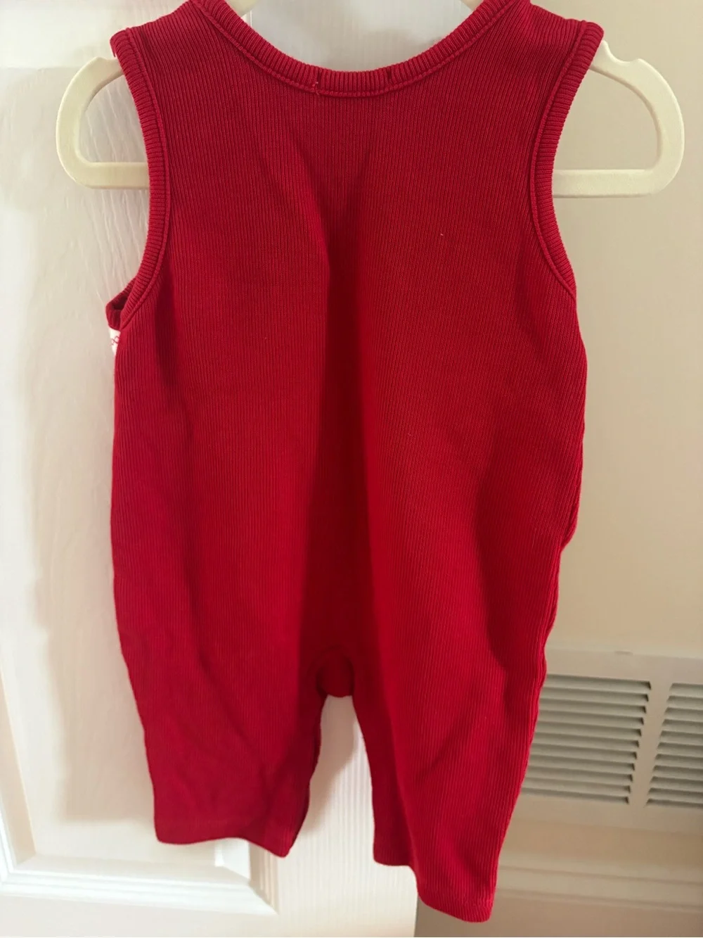 Kissy Kissy Red Baby Romper with Rocking Horse Trim